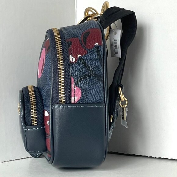 Coach Mini Court Cherry Backpack Bag Charm CZ086 Keychain Signature Canvas Blue - Picture 6 of 11